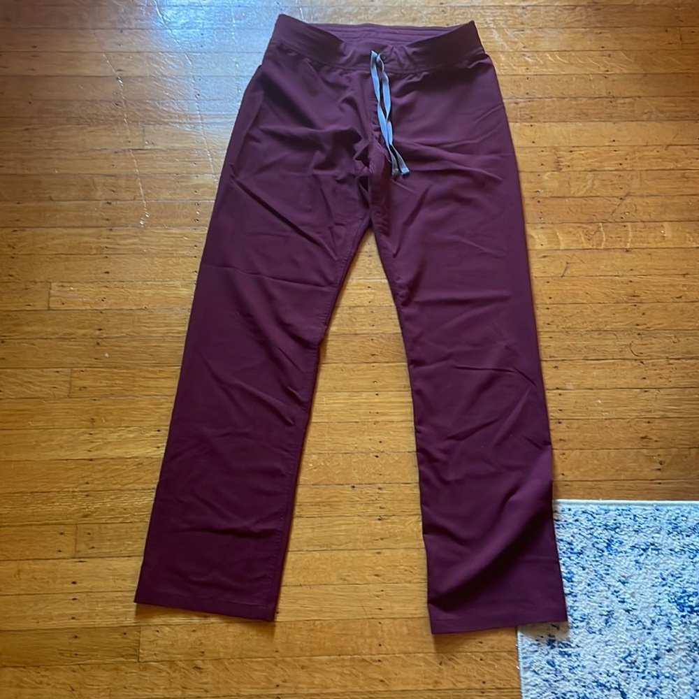 FIGS burgundy medium tall Livingston scrub pants